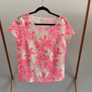 Anthropologie Meadow Rue sheer embroidered shell